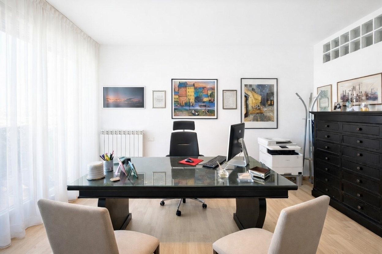 Studio legale, sala colloqui con scrivania per ricevimento clienti